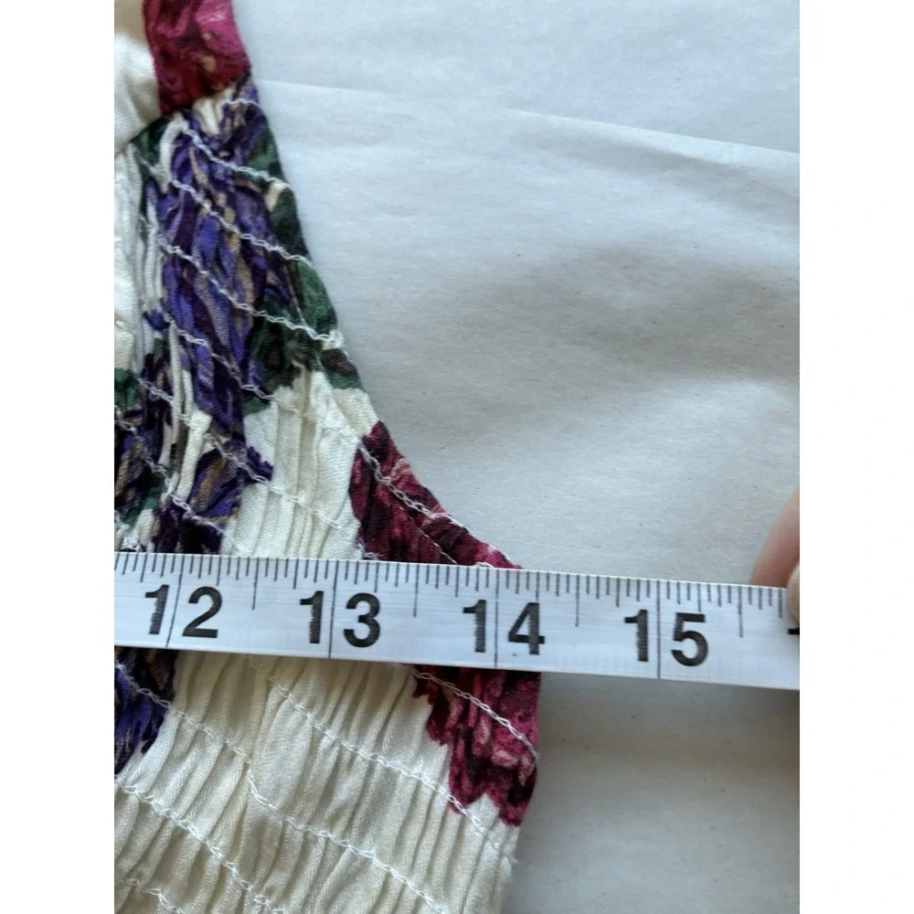 kaileigh Maxi Dress Sz Small Floral Boho Smocked Back Cottage Rayon‎